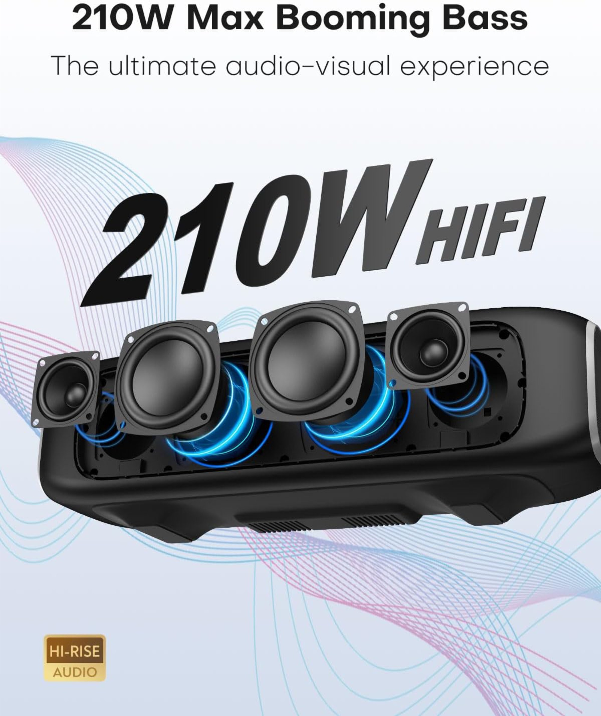 Mosbros Theater 70 Karaoke Machine with Two Micphones, 2.1 Channels, Subwoofer, Home Theater Audio Sound Bar for Smart TV