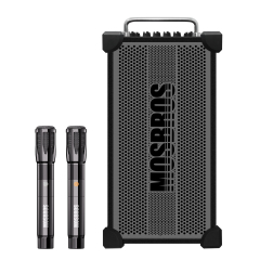 Music Box V20 250W high power 7 sound units high school bass three-way two wireless microphones outdoor party speaker