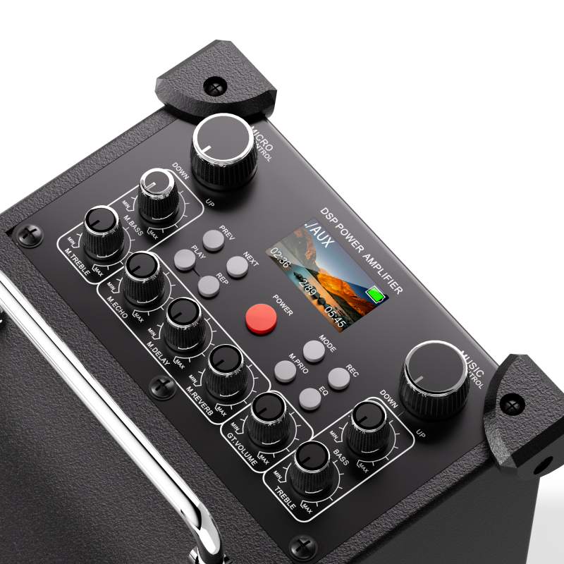 Music Box V20 250W high power 7 sound units high school bass three-way two wireless microphones outdoor party speaker