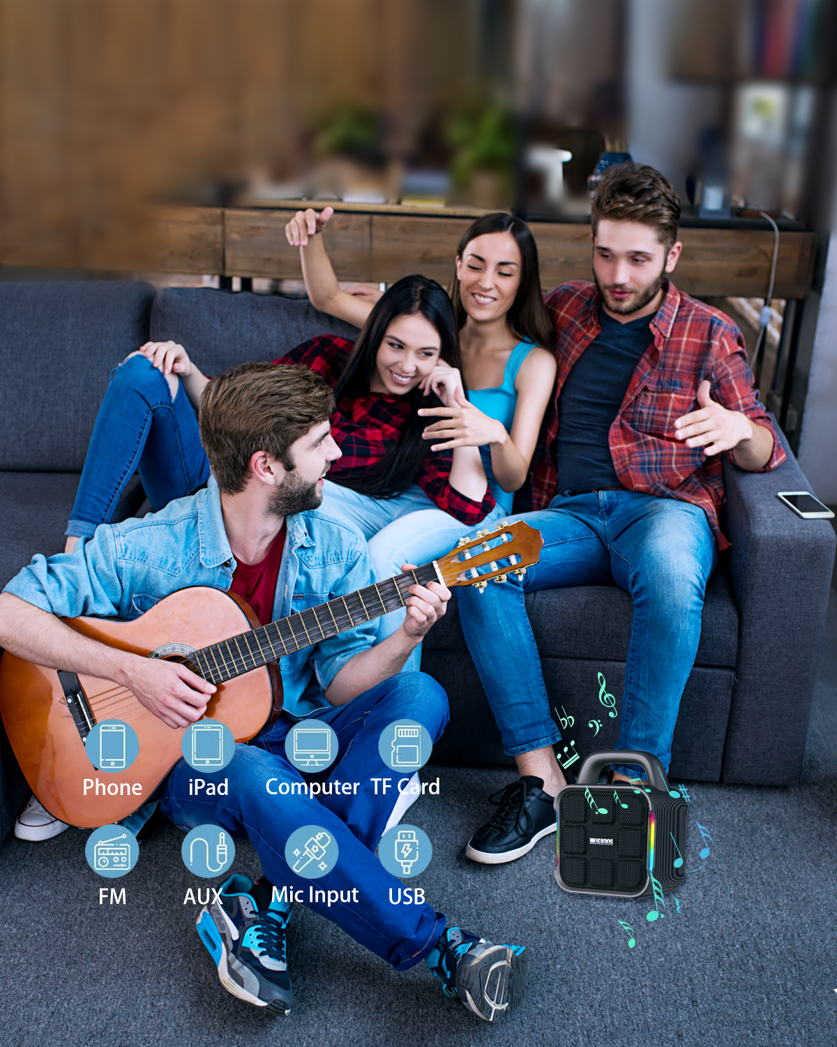 MOSBROS BEASTBOX Portable Karaoke Speaker 50W Outdoor Party Speaker RGB Lighting