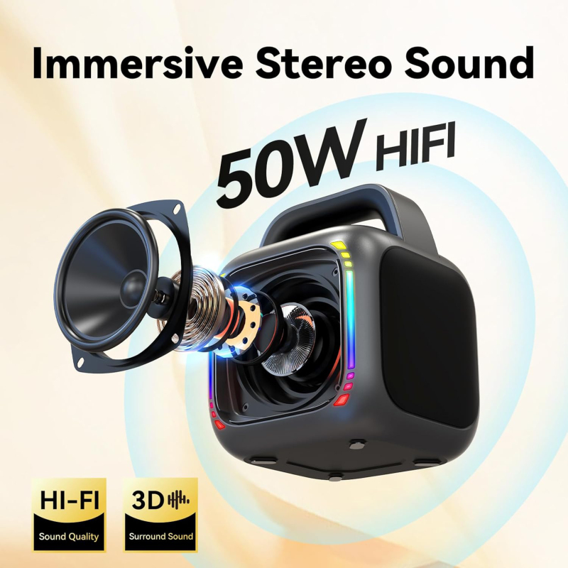 Mosbros KARABOX Portable Karaoke Speaker with RGB Light for Home Party 50W with 2 Microphones