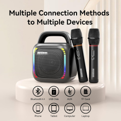 Mosbros KARABOX Portable Karaoke Speaker with RGB Light for Home Party 50W with 2 Microphones