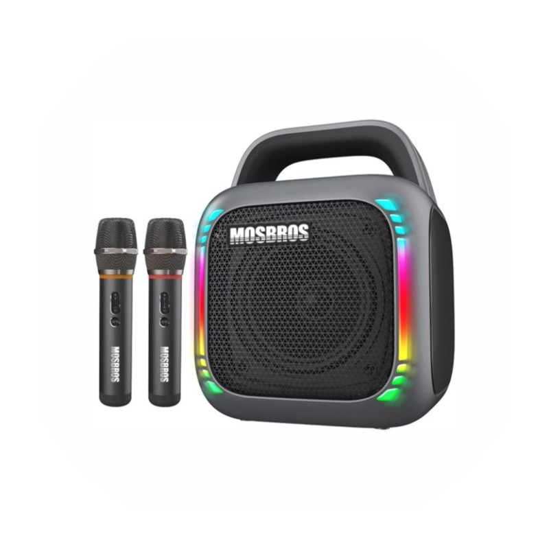 Mosbros KARABOX Portable Karaoke Speaker with RGB Light for Home Party 50W with 2 Microphones