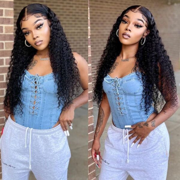 13x4 Lace Front Wigs Natural Color Deep Wave Curly Brazilian Virgin Human Hair Wigs Pre Plucked Hairline With Baby Hair (LFW023)