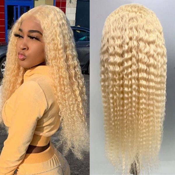 13X4 Lace Front Wigs 613 Blonde Color Deep Wave Brazilian Virgin Human Hair Wigs Pre Plucked Hairline With Baby Hair (613B003)