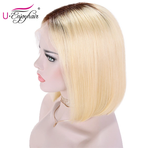 13X4 Lace Front Wigs 4T/613 Blonde Color Straight Bob Style Brazilian Virgin Human Hair Wigs Pre Plucked Hairline With Baby Hair (613B007)