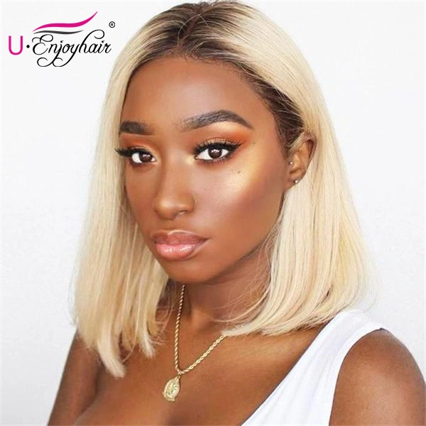 13X4 Lace Front Wigs 4T/613 Blonde Color Straight Bob Style Brazilian Virgin Human Hair Wigs Pre Plucked Hairline With Baby Hair (613B007)