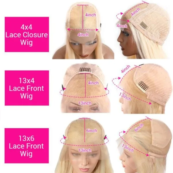 13X4 Lace Front Wigs 4T/613 Blonde Color Straight Bob Style Brazilian Virgin Human Hair Wigs Pre Plucked Hairline With Baby Hair (613B007)