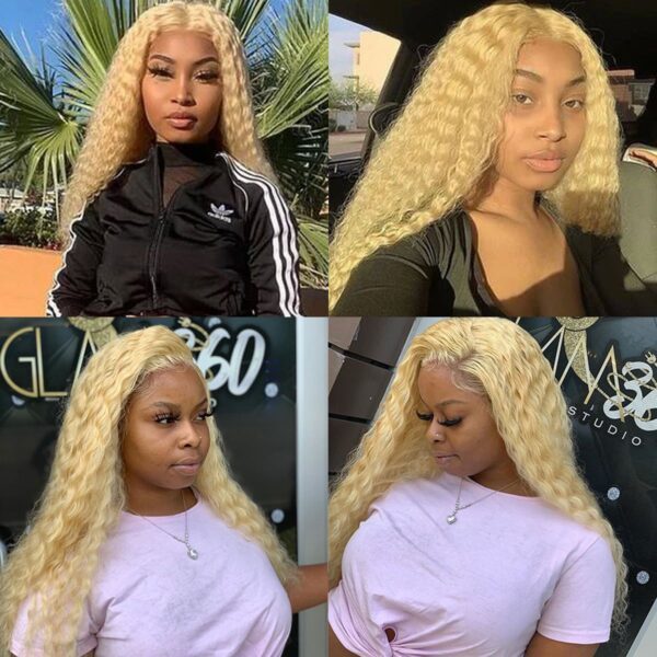 13X4 Lace Front Wigs 613 Blonde Color Deep Wave Brazilian Virgin Human Hair Wigs Pre Plucked Hairline With Baby Hair (613B003)