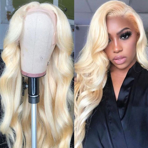 13X4 Lace Front Wigs 613 Blonde Color Body Wave Brazilian Virgin Human Hair Wigs Pre Plucked Hairline With Baby Hair (613B002)