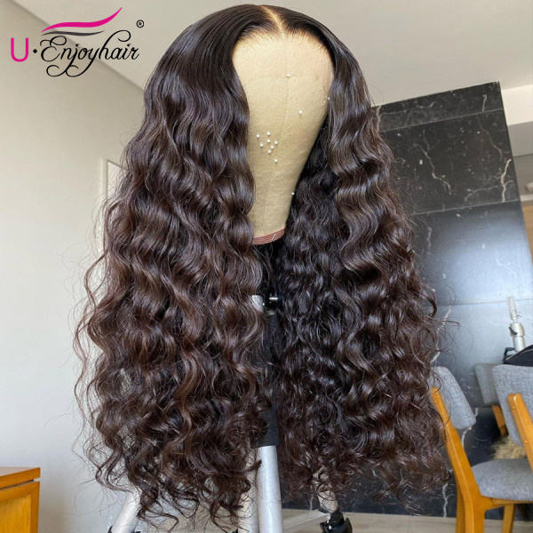 13x4 Lace Front Wigs Natural Color Water Wave Brazilian Virgin Human Hair Wigs Pre Plucked Hairline With Baby Hair (LFW006)