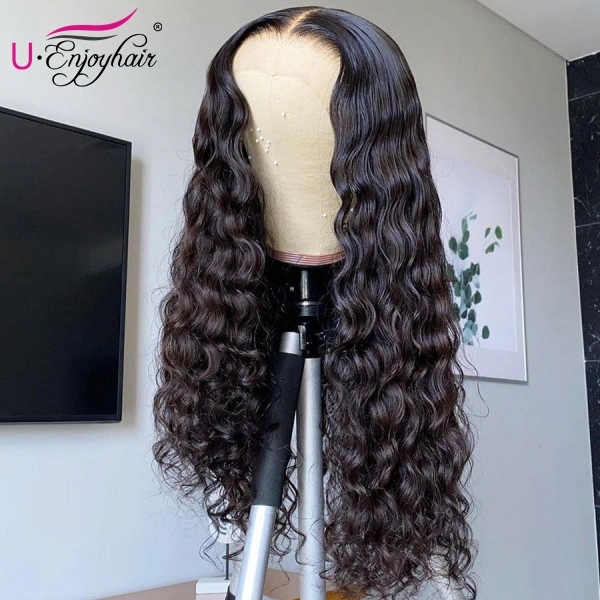 13x4 Lace Front Wigs Natural Color Water Wave Brazilian Virgin Human Hair Wigs Pre Plucked Hairline With Baby Hair (LFW006)