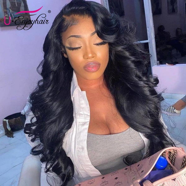 13x4 Lace Front Wigs Natural Color Body Wave Brazilian Virgin Human Hair Wigs Pre Plucked Hairline With Baby Hair (LFW005)
