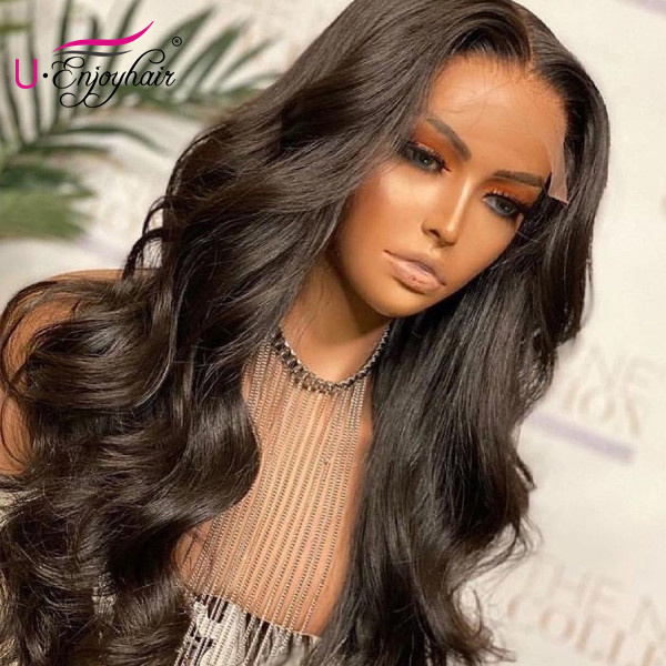 13x4 Lace Front Wigs Natural Color Body Wave Brazilian Virgin Human Hair Wigs Pre Plucked Hairline With Baby Hair (LFW005)
