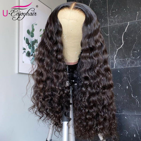 13x4 Lace Front Wigs Natural Color Water Wave Brazilian Virgin Human Hair Wigs Pre Plucked Hairline With Baby Hair (LFW006)