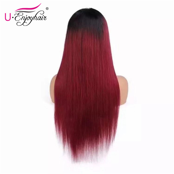 13x4 Lace Front Wigs 1B 99J Color Straight Brazilian Virgin Human Hair Wigs Pre Plucked Hairline With Baby Hair (CLFW007)