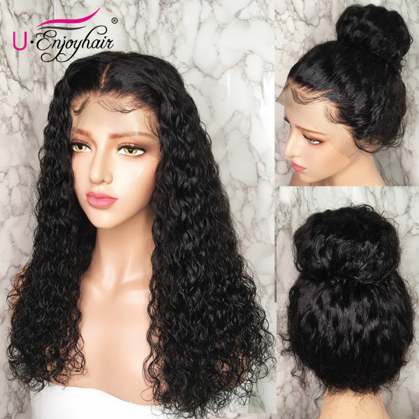 13x4 Lace Front Wigs Natural Color Water Wavy Brazilian Virgin Human Hair Wigs Pre Plucked Hairline With Baby Hair (LFW018)