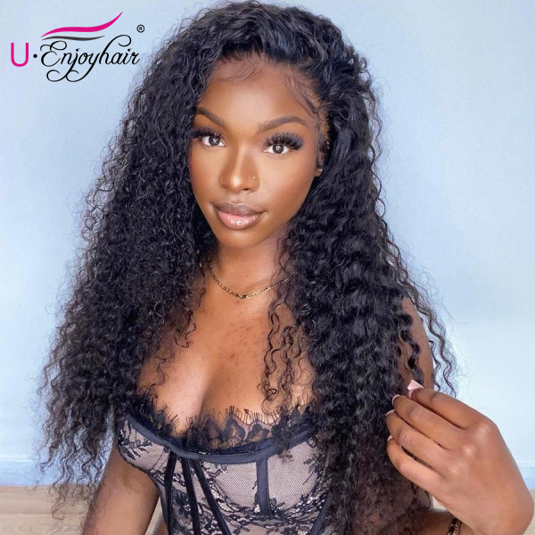 13x4 Lace Front Wigs Natural Color Super Curly Brazilian Virgin Human Hair Wigs Pre Plucked Hairline With Baby Hair (LFW014)