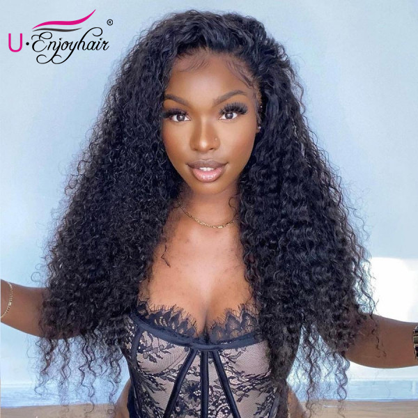 13x4 Lace Front Wigs Natural Color Super Curly Brazilian Virgin Human Hair Wigs Pre Plucked Hairline With Baby Hair (LFW014)