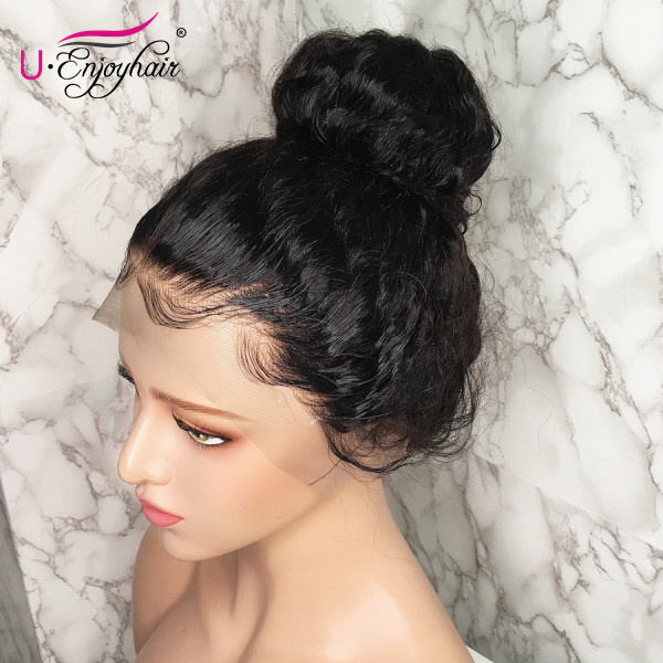 13x4 Lace Front Wigs Natural Color Water Wavy Brazilian Virgin Human Hair Wigs Pre Plucked Hairline With Baby Hair (LFW018)