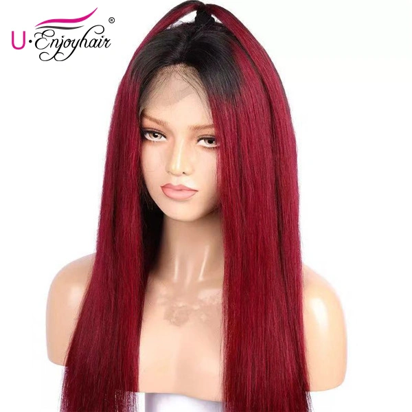 13x4 Lace Front Wigs 1B 99J Color Straight Brazilian Virgin Human Hair Wigs Pre Plucked Hairline With Baby Hair (CLFW007)