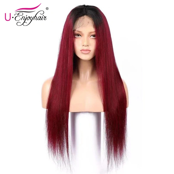 13x4 Lace Front Wigs 1B 99J Color Straight Brazilian Virgin Human Hair Wigs Pre Plucked Hairline With Baby Hair (CLFW007)