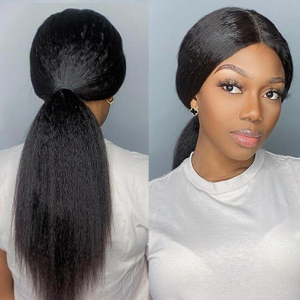 13x4 Lace Front Wigs Natural Color Kinky Straight Brazilian Virgin Human Hair Wigs Pre Plucked Hairline With Baby Hair (LFW009)