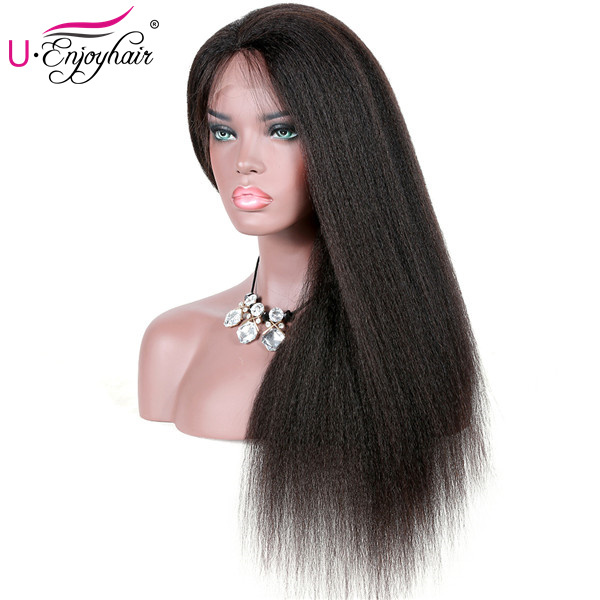 13x6 Lace Front Wigs Natural Color Kinky Straight Brazilian Virgin Human Hair Wigs Pre Plucked Hairline With Baby Hair (LFW1012)
