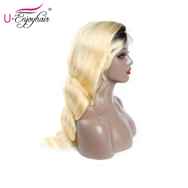 13X4 Lace Front Wigs 1B 613 Blonde Color Body Wave Brazilian Virgin Human Hair Wigs Pre Plucked Hairline With Baby Hair (613B008)