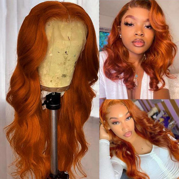 13x4 Lace Front Wigs Ginger Color Body Wave Brazilian Virgin Human Hair Wigs Pre Plucked Hairline With Baby Hair (CLFW029)