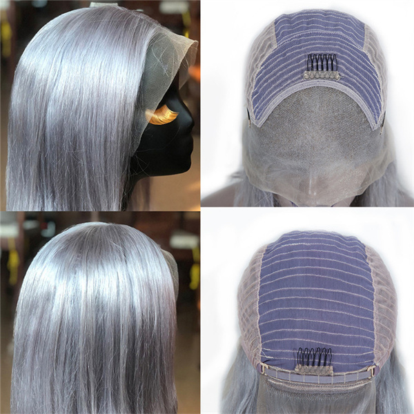 13X4 Lace Front Wigs Grey Color Straight Brazilian Virgin Human Hair Wigs Pre Plucked Hairline With Baby Hair (CLFW015)