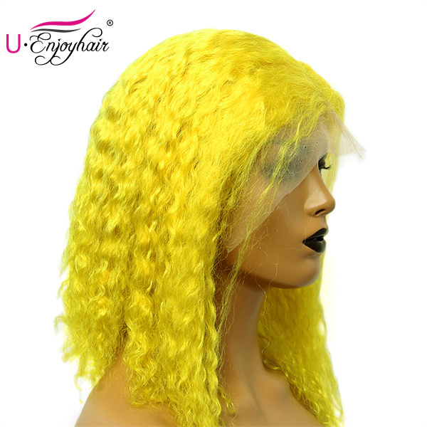 13X4 Lace Front Wigs Yellow Color Water Wave Brazilian Virgin Human Hair Wigs Pre Plucked Hairline With Baby Hair (CLFW003)