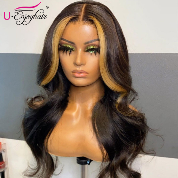 13x4 Lace Front Wigs Hot Highlight Color Body Wave Brazilian Virgin Human Hair Wigs Pre Plucked Hairline With Baby Hair (CLFW026)