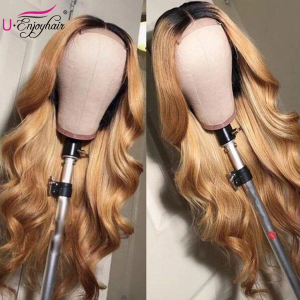 13x4 Lace Front Wigs Hot Highlight Color Body Wave Brazilian Virgin Human Hair Wigs Pre Plucked Hairline With Baby Hair (CLFW024)