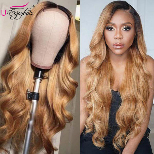 13x4 Lace Front Wigs Hot Highlight Color Body Wave Brazilian Virgin Human Hair Wigs Pre Plucked Hairline With Baby Hair (CLFW024)