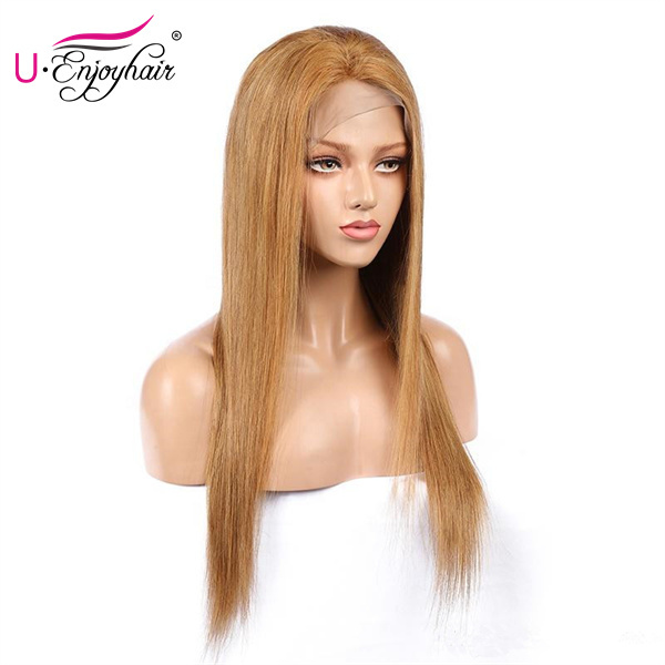 13X4 Lace Front Wigs Color#27 Straight Brazilian Virgin Human Hair Wigs Pre Plucked Hairline With Baby Hair (CLFW-005)