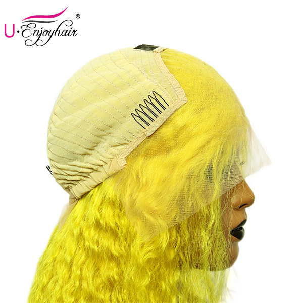 13X4 Lace Front Wigs Yellow Color Water Wave Brazilian Virgin Human Hair Wigs Pre Plucked Hairline With Baby Hair (CLFW003)