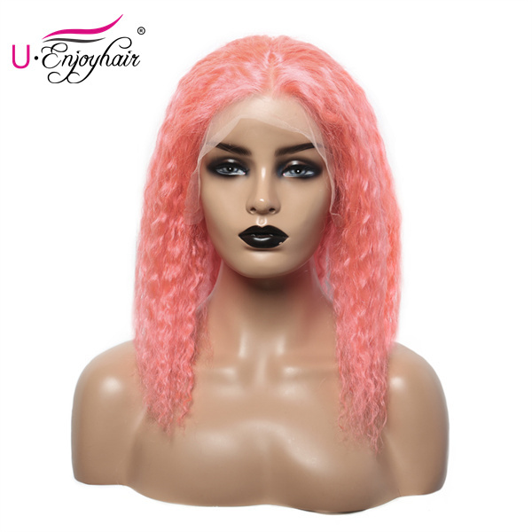 13X4 Lace Front Wigs Pink Color Water Wave Brazilian Virgin Human Hair Wigs Pre Plucked Hairline With Baby Hair (CLFW002)