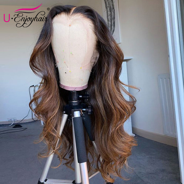 13x4 Lace Front Wigs Highlight Color Body Wave Brazilian Virgin Human Hair Wigs Pre Plucked Hairline With Baby Hair (CLFW021)