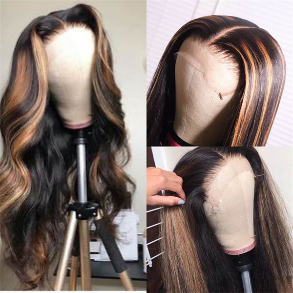 13X4 Lace Front Wigs Highlight Color Body Wave Brazilian Virgin Human Hair Wigs Pre Plucked Hairline With Baby Hair (CLFW016)