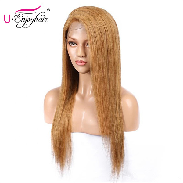 13X4 Lace Front Wigs Color#27 Straight Brazilian Virgin Human Hair Wigs Pre Plucked Hairline With Baby Hair (CLFW-005)