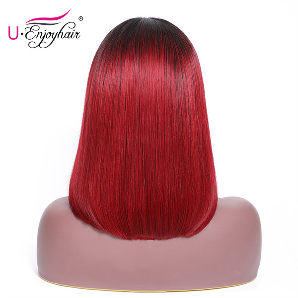 13x4 Lace Front Wigs 1B99J Color Straight Bob Style Brazilian Virgin Human Hair Wigs Pre Plucked Hairline With Baby Hair (CLFW017)
