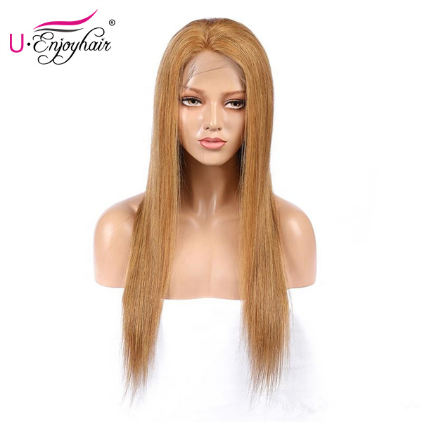 13X4 Lace Front Wigs Color#27 Straight Brazilian Virgin Human Hair Wigs Pre Plucked Hairline With Baby Hair (CLFW-005)