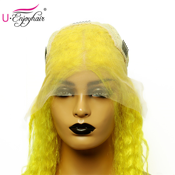13X4 Lace Front Wigs Yellow Color Water Wave Brazilian Virgin Human Hair Wigs Pre Plucked Hairline With Baby Hair (CLFW003)