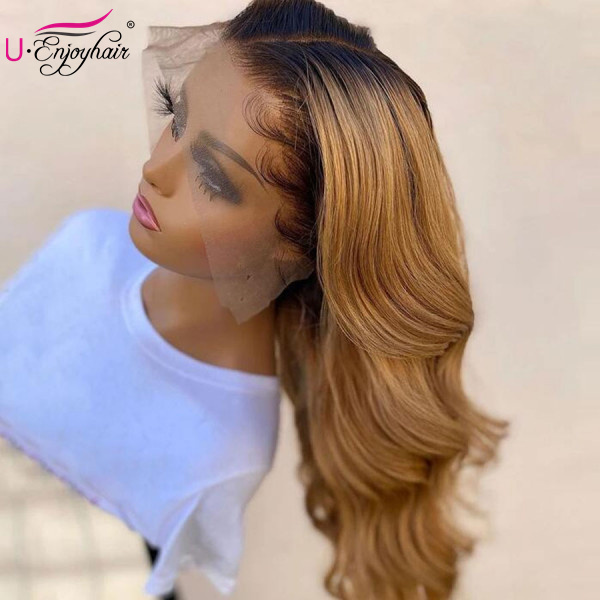 13x4 Lace Front Wigs Hot Highlight Color Body Wave Brazilian Virgin Human Hair Wigs Pre Plucked Hairline With Baby Hair (CLFW024)