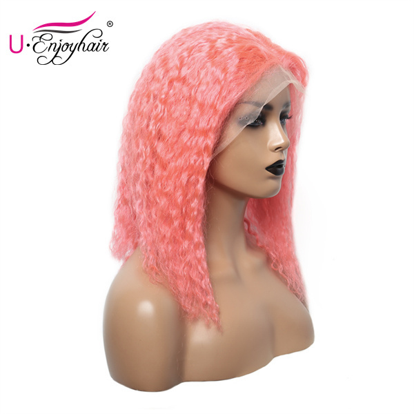 13X4 Lace Front Wigs Pink Color Water Wave Brazilian Virgin Human Hair Wigs Pre Plucked Hairline With Baby Hair (CLFW002)