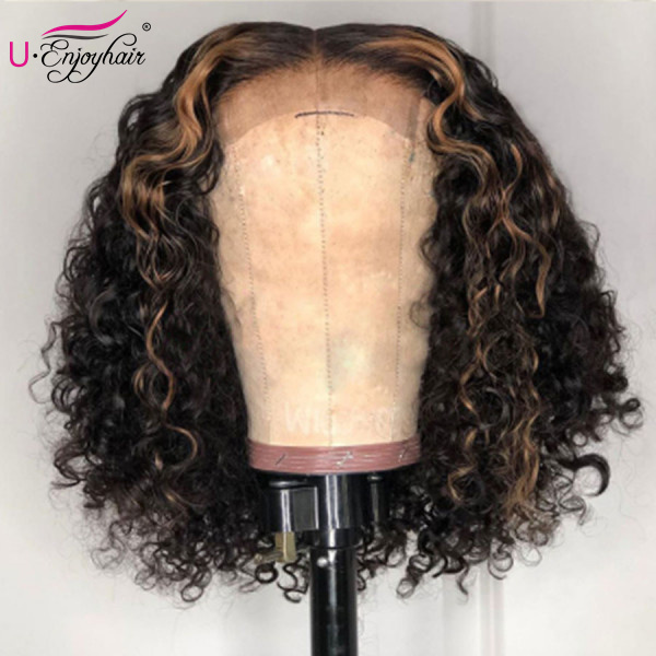 13x4 Lace Front Wigs Highlight Color Water Wave Brazilian Virgin Human Hair Wigs Pre Plucked Hairline With Baby Hair (CLFW034)