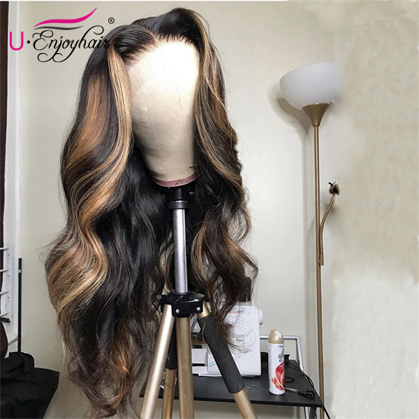 13X4 Lace Front Wigs Highlight Color Body Wave Brazilian Virgin Human Hair Wigs Pre Plucked Hairline With Baby Hair (CLFW016)