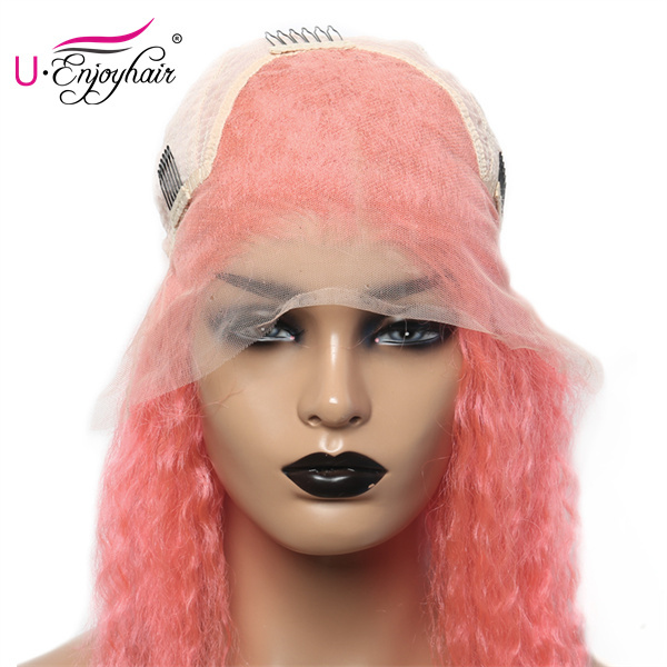 13X4 Lace Front Wigs Pink Color Water Wave Brazilian Virgin Human Hair Wigs Pre Plucked Hairline With Baby Hair (CLFW002)