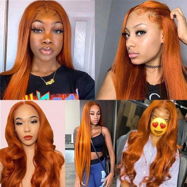 13x4 Lace Front Wigs Ginger Color Body Wave Brazilian Virgin Human Hair Wigs Pre Plucked Hairline With Baby Hair (CLFW029)
